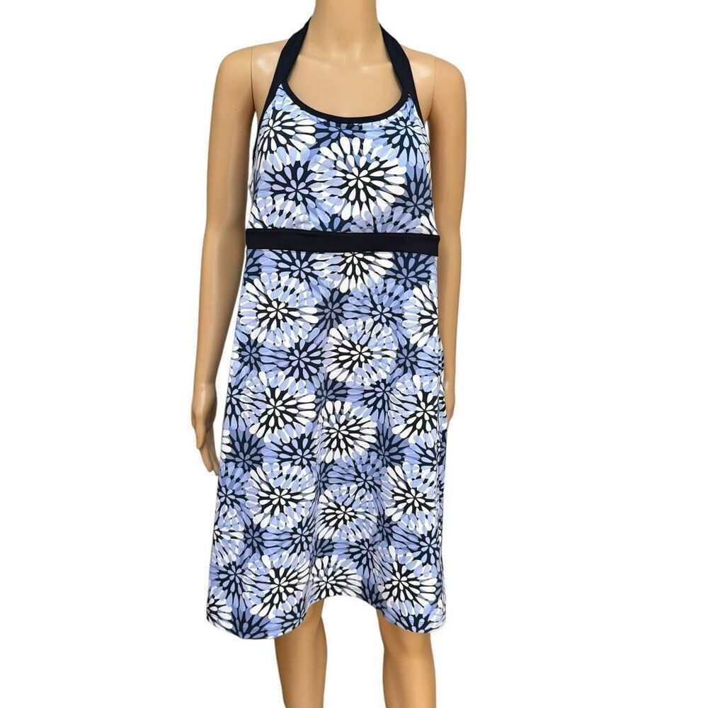 T by Talbots Blue Abstract Floral Burst Halter Dress - Size M